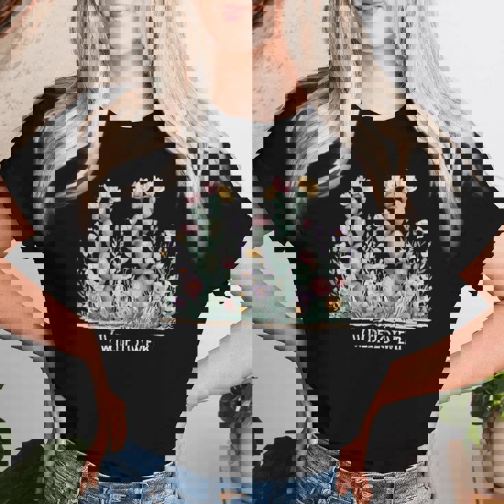 ワイルドフラワー ボヘミアン 砂漠の花 レディースTシャツ 彼女への贈り物