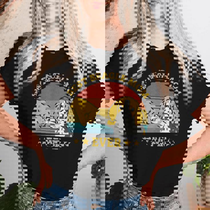 史上最高のビーグルママ ヴィンテージレトロデザイン 子犬犬のお母さん ビーグル犬のオーナーギフトのアイデア Mom レディースTシャツ 彼女への贈り物