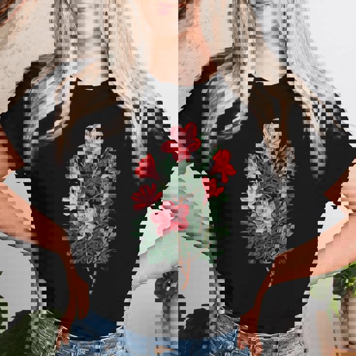 美しいツツジの花のイラストブルーム植物愛好家 長袖tシャツ レディースTシャツ 彼女への贈り物