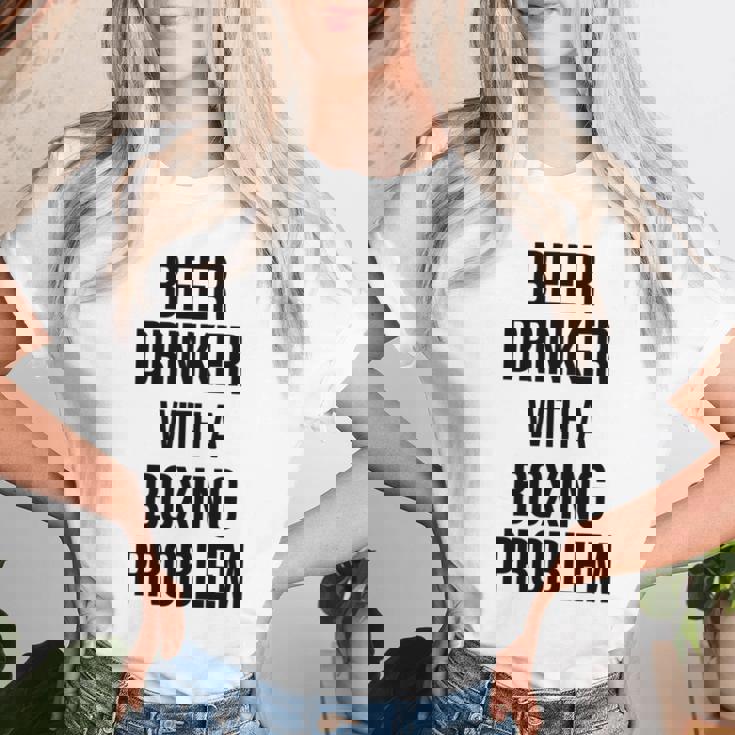 Beer Drinker With A Boxing Problem おもしろワークアウトボクサー 長袖tシャツ レディースTシャツ 彼女への贈り物