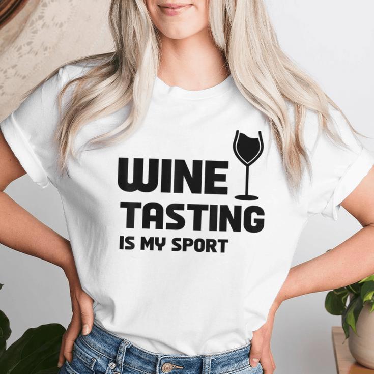 Wine Tasting Is Myport 面白いワインの名言 レディースTシャツ 彼女への贈り物
