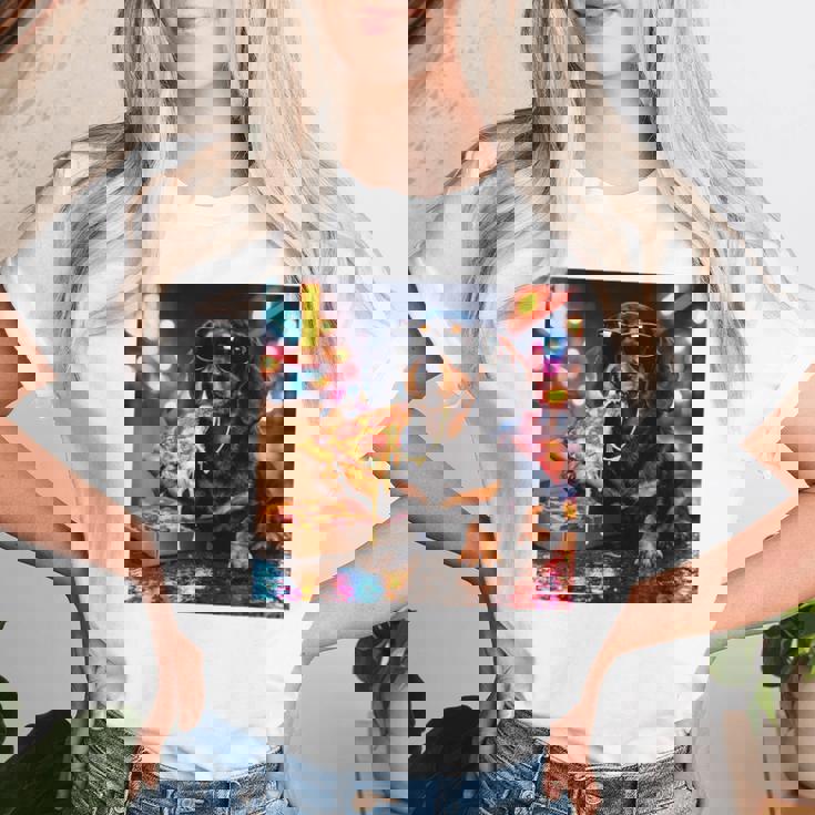 かわいい ダックスフンド 犬 ピザ 面白い 男の子 女の子 コスチューム 大人 ミーム レディースTシャツ 彼女への贈り物