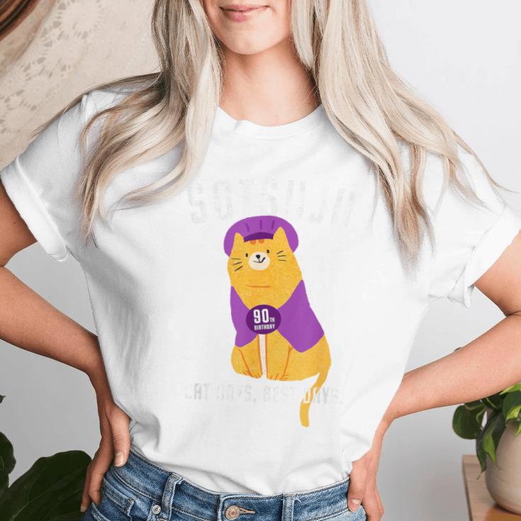 卒寿祝い 猫 ねこ ちゃんちゃんこ 男性 女性 猫好き 90歳 Cat Days Best Days レディースTシャツ 彼女への贈り物
