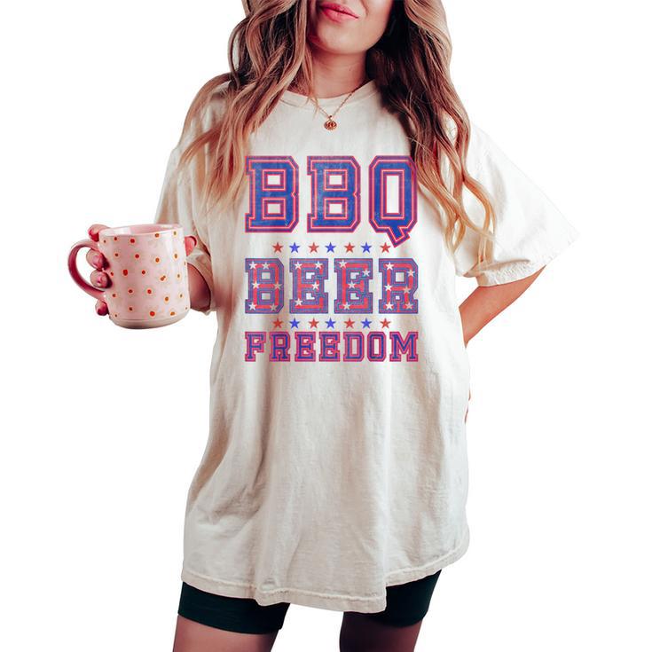 Bbq Beer Freedom シャツ ビンテージ レディースオーバーサイズコンフォートTシャツ Bbq Beer Freedom シャツ ビンテージ レディースオーバーサイズコンフォートTシャツ