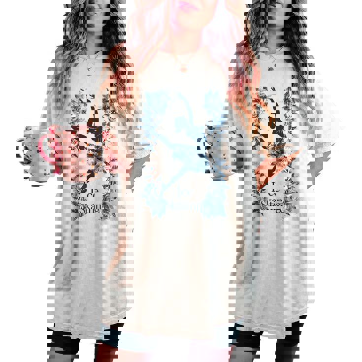 Floral Ice スケーター ダンシング スポーツ フィギュアスケート レディースオーバーサイズコンフォートTシャツ