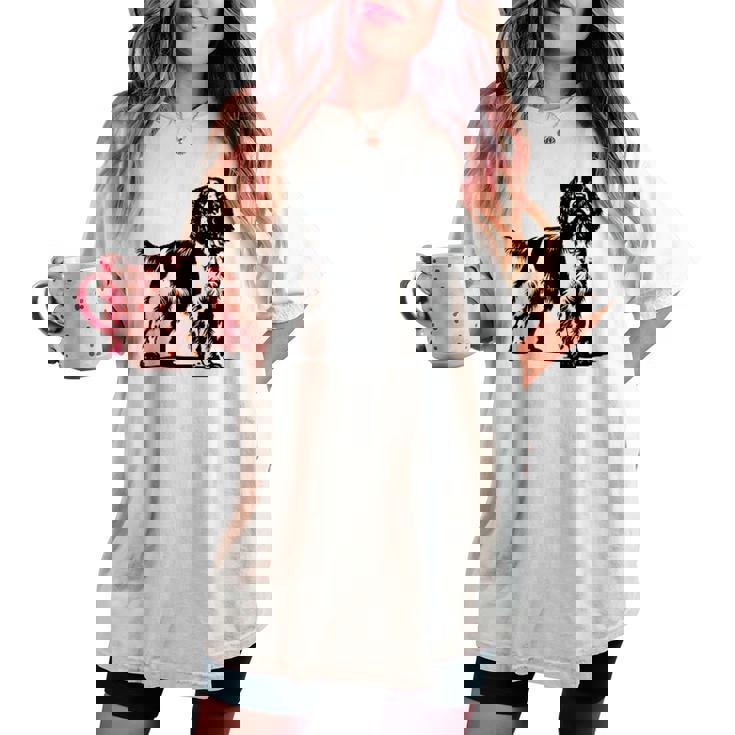 Dog Dad Mom Lover -Pringerpaniel Monocromatico T-shirt comoda oversize da donna