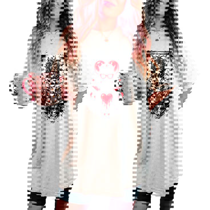 Rojo Reina De Corazones Corona Rebelde Gafas Deol Poker Card Es Camiseta extragrande cómoda para mujer