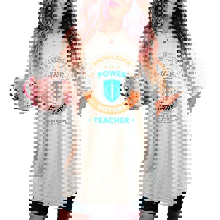 History Teacher 学校 歴史 先生 先生 レディースオーバーサイズコンフォートTシャツ