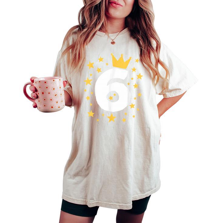 キッズ 誕生日 数字 6歳 男の子 女の子 キング クイーン レディースオーバーサイズコンフォートTシャツ