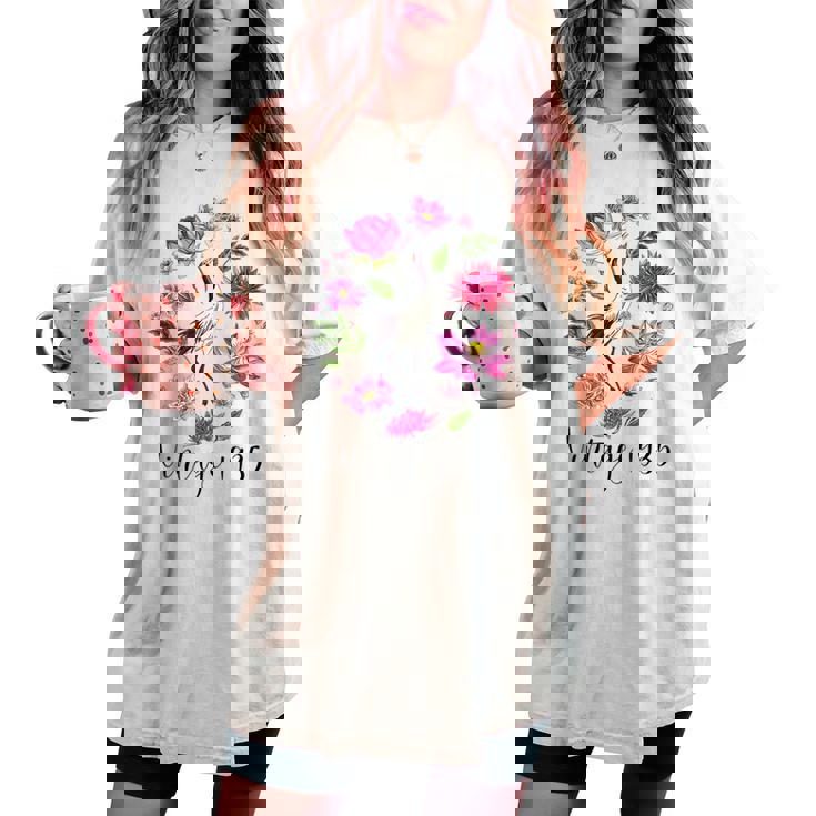 ヴィンテージ 1935年 蓮の花 日本の鶴 鳥 89歳の誕生日 レディースオーバーサイズコンフォートTシャツ