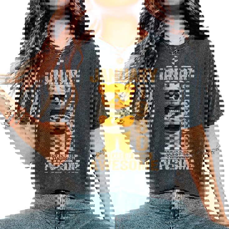 46歳 1980年1月 テディベア 46歳 誕生日 男性 女性 レディースオーバーサイズコンフォートTシャツ