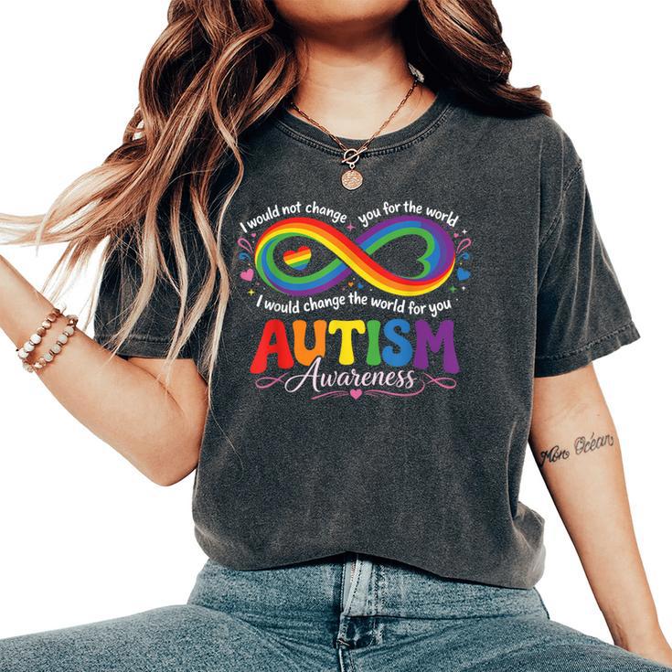 Autism Mom Awareness Rainbow Infinity Neurodiversity Heart Women's Oversized Comfort T-Shirt