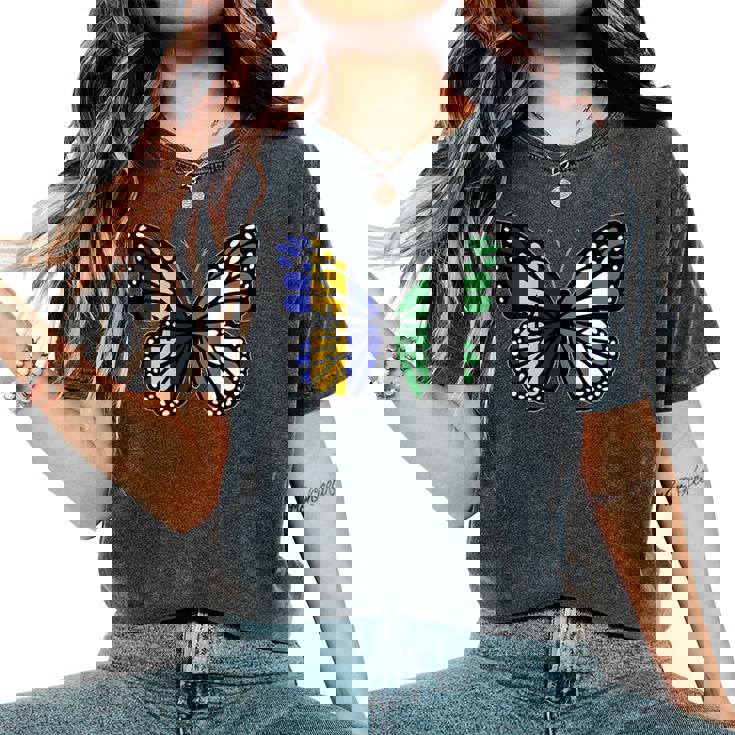 Barbados And Nigeria Mix Butterfly Half Bajan Half Nigerian Tank Top Women's Oversized Comfort Colors T-Shirt