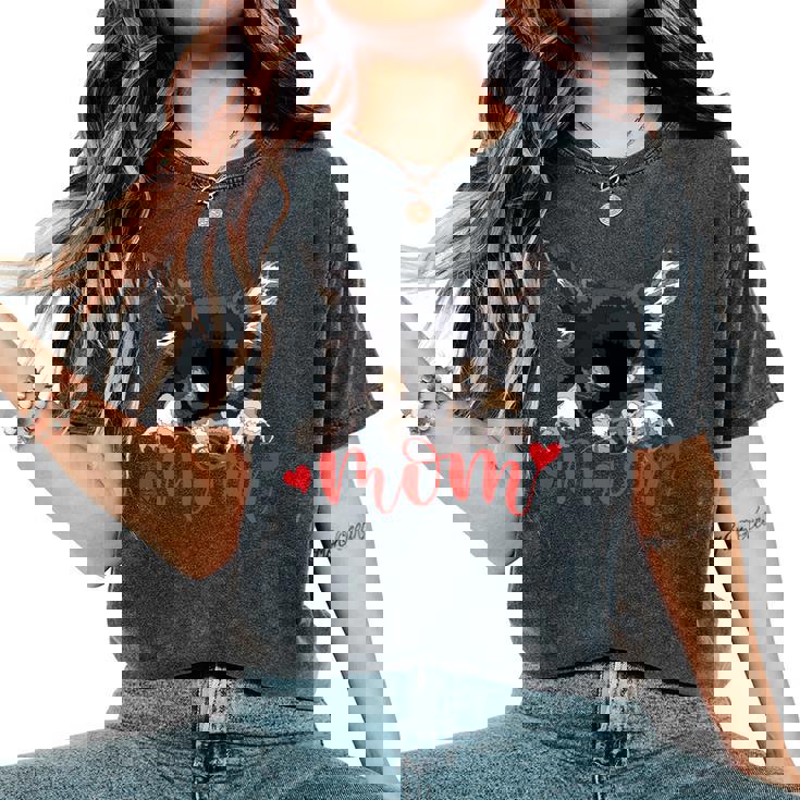 Chihuahua Mom The Dog Mother Chiwawa ブラック&タン チワワ 長袖tシャツ レディースオーバーサイズコンフォートTシャツ