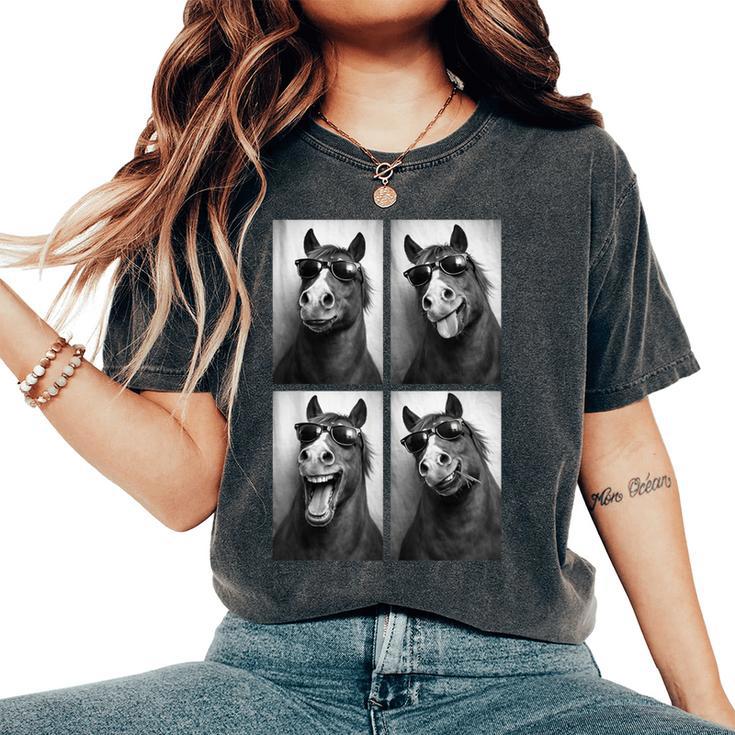 Cool Horse Sunglasses Photobooth Farm Animal Stallion Women's Oversized Comfort T-Shirt
