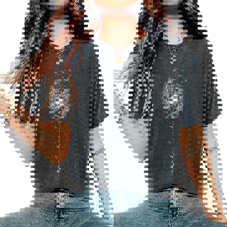 Cute Be Kind タンポポ タトゥー 矢 呼吸パターン レディースオーバーサイズコンフォートTシャツ