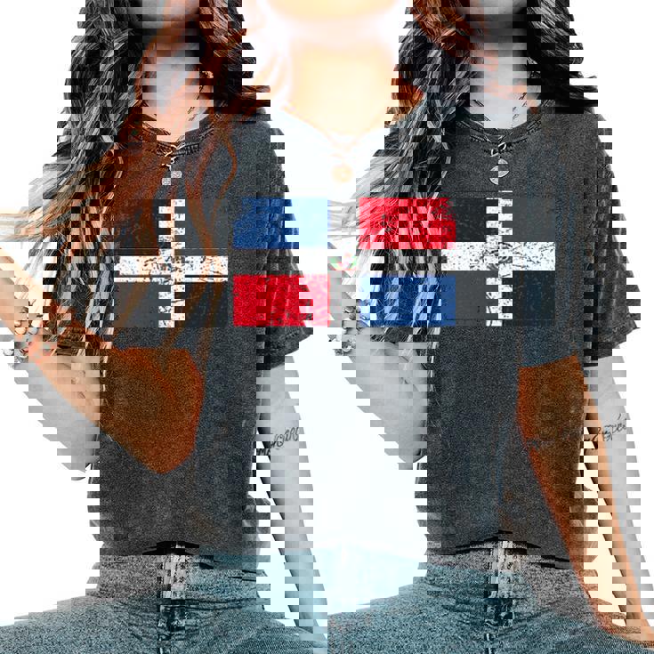 Gráfico De Bandera De República Dominicana Para Hombres Es Camiseta extragrande cómoda para mujer