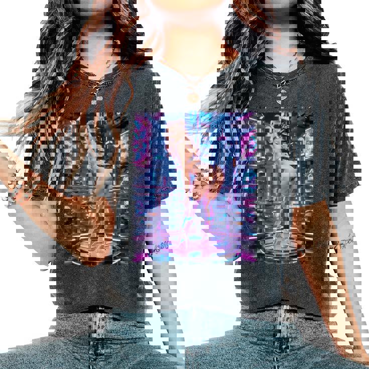 Hot Girl On 男性用 レトロフューチャリズム ピンナップガール 4 レディースオーバーサイズコンフォートTシャツ