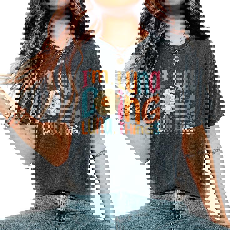 I'm Luna Doing Luna Things Groovy Retro Luna レディースオーバーサイズコンフォートTシャツ