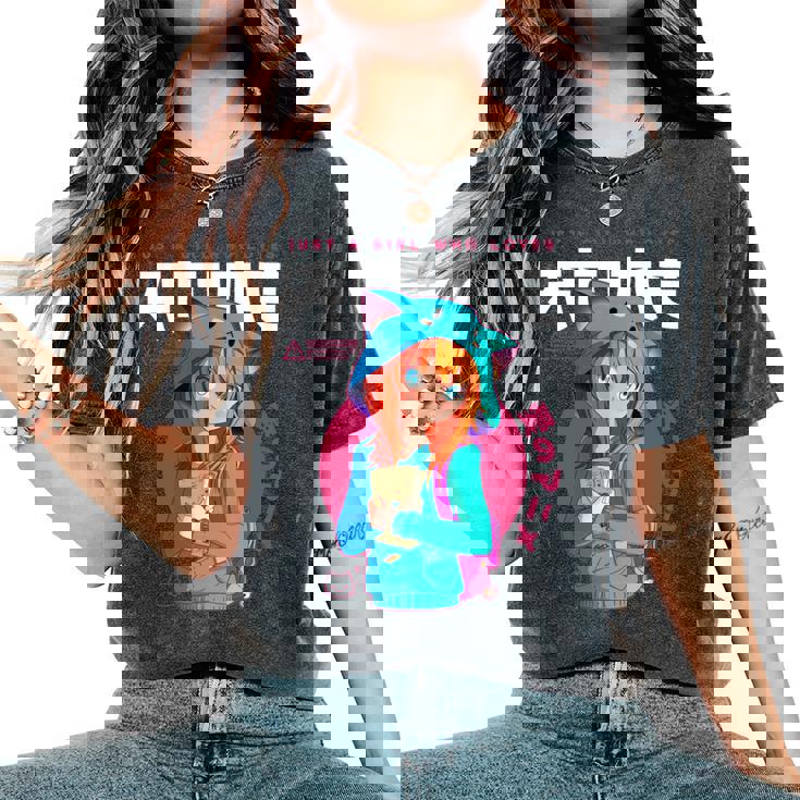 Just A Girl Loves アニメ ラーメン スケッチ オタク少女アニメ 長袖tシャツ レディースオーバーサイズコンフォートTシャツ