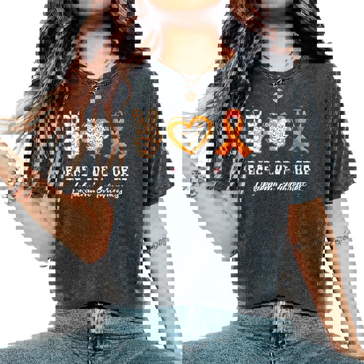 Peace Love Cure 白血病 意識啓発 男性 女性 子供 白血病 レディースオーバーサイズコンフォートTシャツ