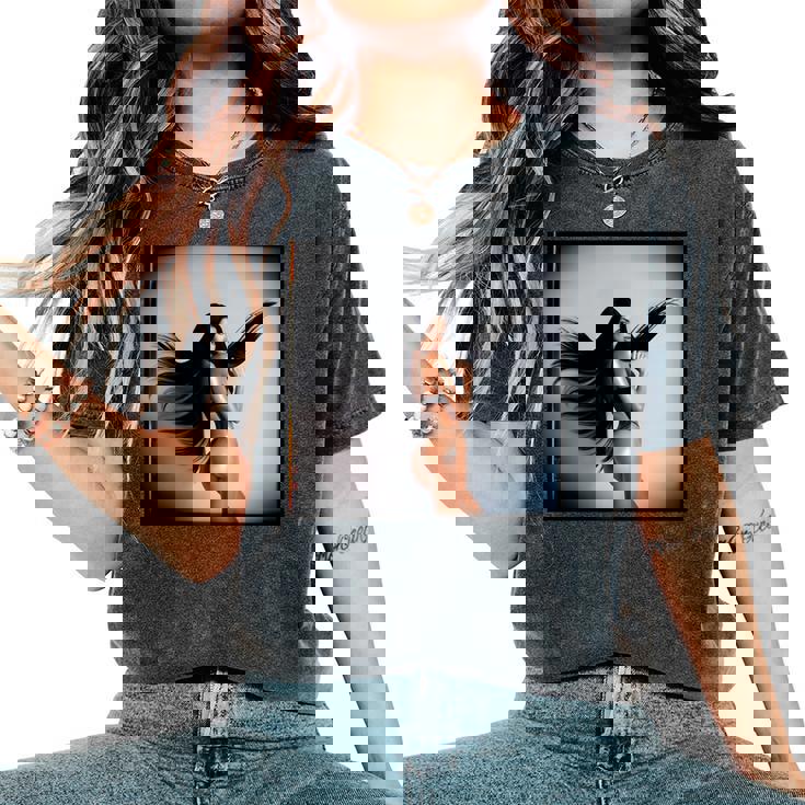 Pinup Girl 男性用 セクシーなブルネットファッションモデル 長袖tシャツ レディースオーバーサイズコンフォートTシャツ