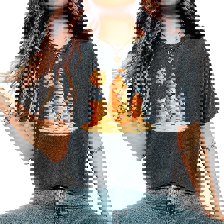 Smiling Sun And Sandcastle Adventure Women's Oversized Comfort Colors T-Shirt