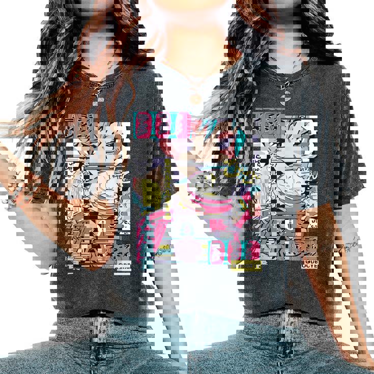 Vaporwave レトロ 90年代 日本アニメ 女の子とラーメン 美学 レディースオーバーサイズコンフォートTシャツ