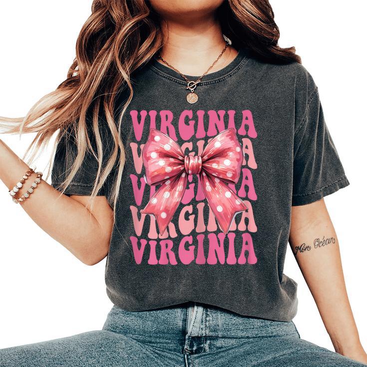 Virginia Arco De Coqueta Con Nombre Estético Para Es Y Niñas Camiseta extragrande cómoda para mujer