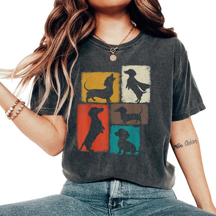 Weenie Vintage Collage Dachshund Dad Mom God Lover Women's Oversized Comfort T-Shirt