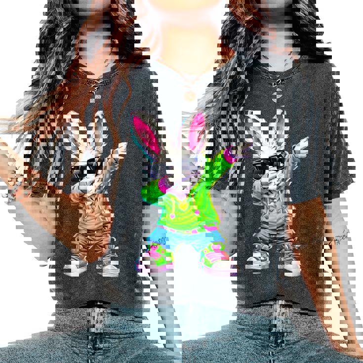 かわいい アニメ ダビングバニー ウサギ ハッピー イースター 男の子 女の子 キッズ レディースオーバーサイズコンフォートTシャツ