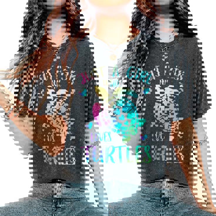 カメが大好きなただの女の子 かわいいパステルカメ レディースオーバーサイズコンフォートTシャツ