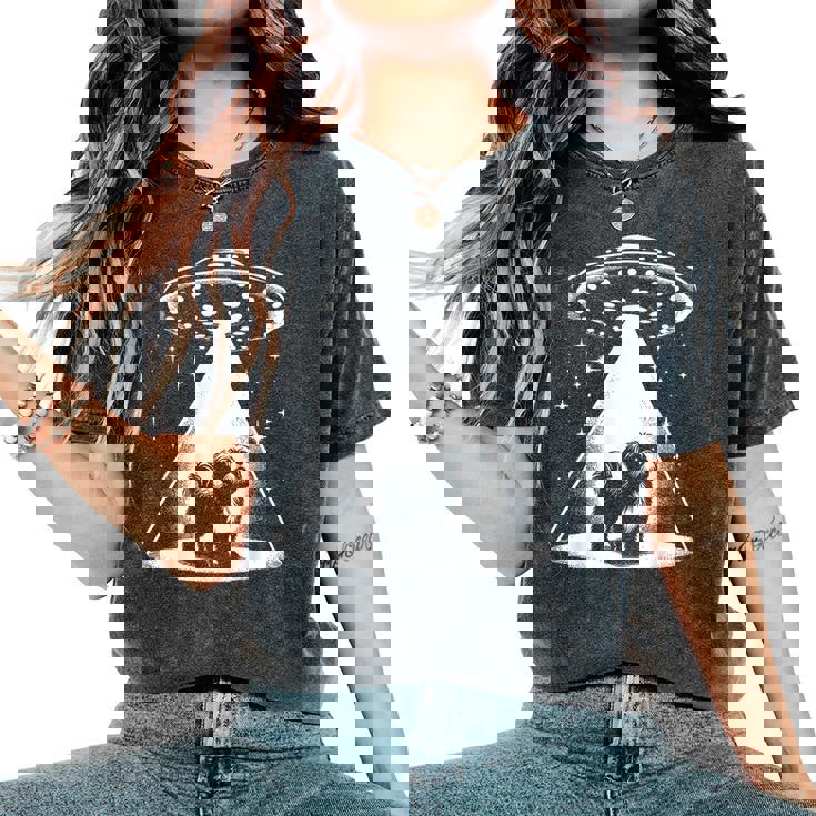 シーズー Mom Dad Dog Alien Ufo レディースオーバーサイズコンフォートTシャツ