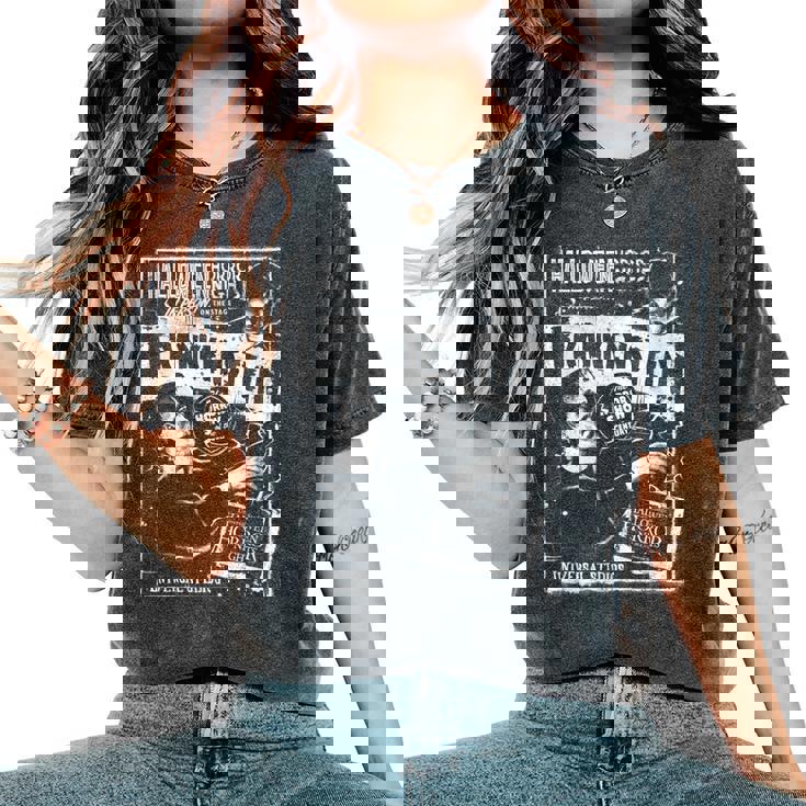 ハロウィンホラーナイト フランケンシュタイン&フランケンシュタインの花嫁 レディースオーバーサイズコンフォートTシャツ