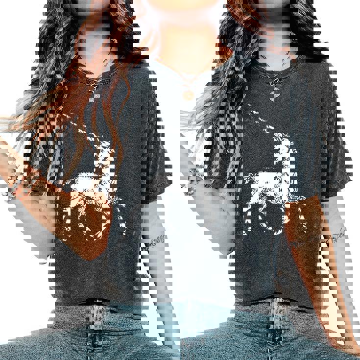 ユニコーン 神話上の生き物 おとぎ話 ファンタジー ヴィンテージ 古い Unicorn Fairy Tale Horse 長袖tシャツ レディースオーバーサイズコンフォートTシャツ