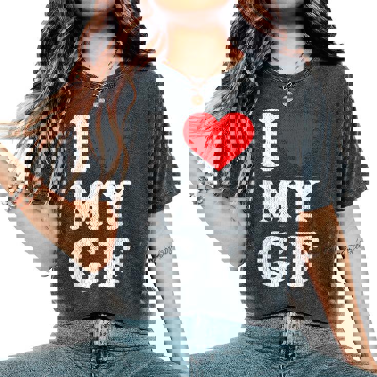 ユーズド加工 I Heart My Girlfriend アパレル I Love My Gf レディースオーバーサイズコンフォートTシャツ