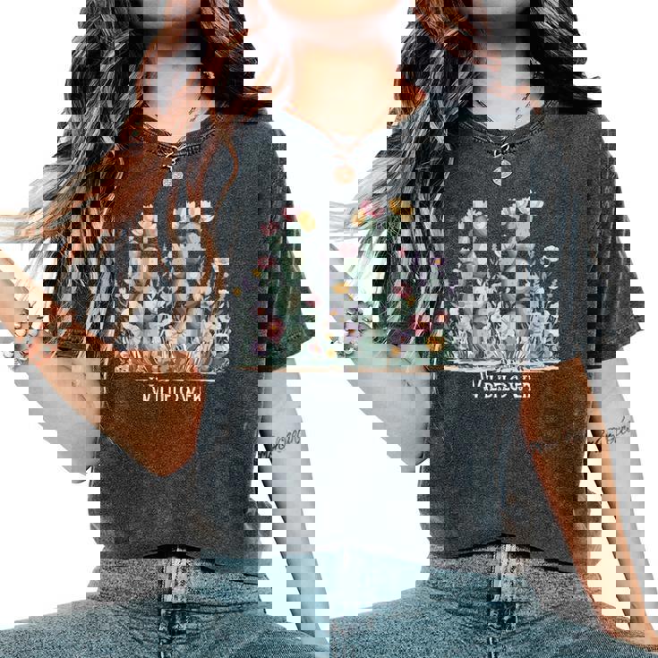 ワイルドフラワー ボヘミアン 砂漠の花 レディースオーバーサイズコンフォートTシャツ