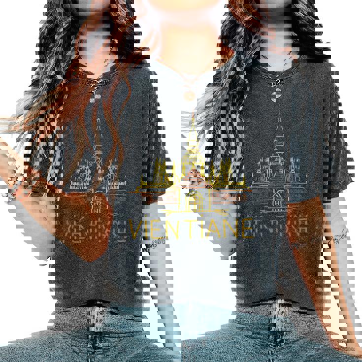 ヴィエンチャンシティ・ラオス お土産ギフト 男性 女性 レディースオーバーサイズコンフォートTシャツ