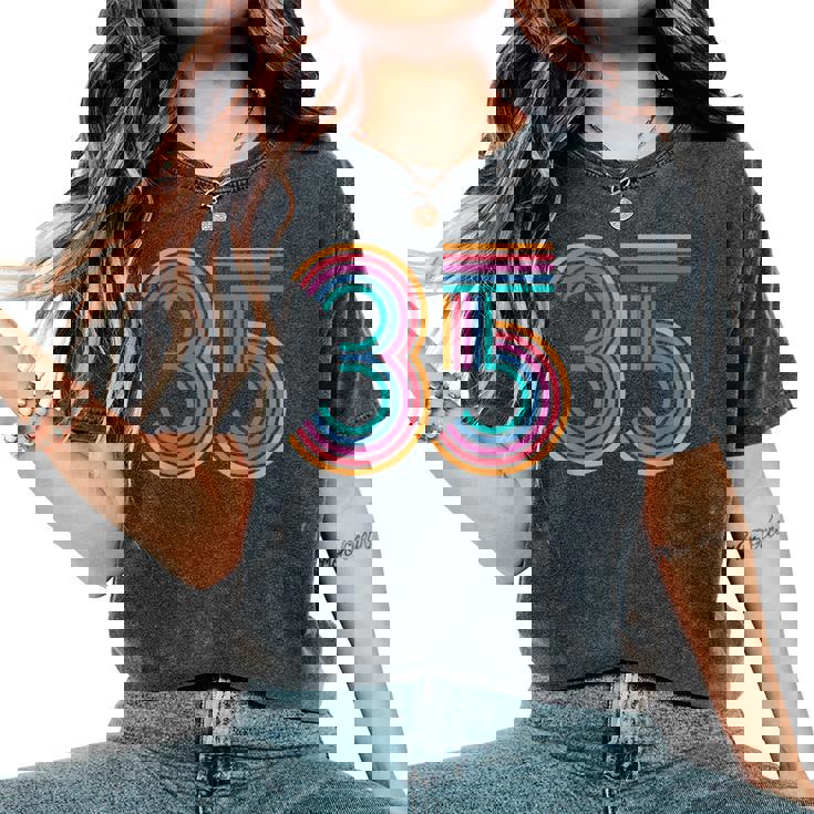 数字 35 35周年 男性 女性 35歳の誕生日 レディースオーバーサイズコンフォートTシャツ
