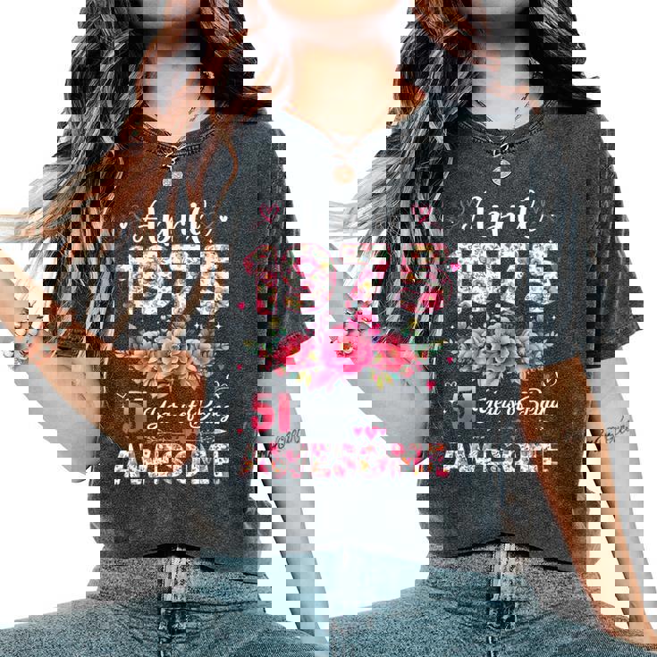 51歳 1975年4月 花柄 51歳 誕生日 男性 女性 レディースオーバーサイズコンフォートTシャツ