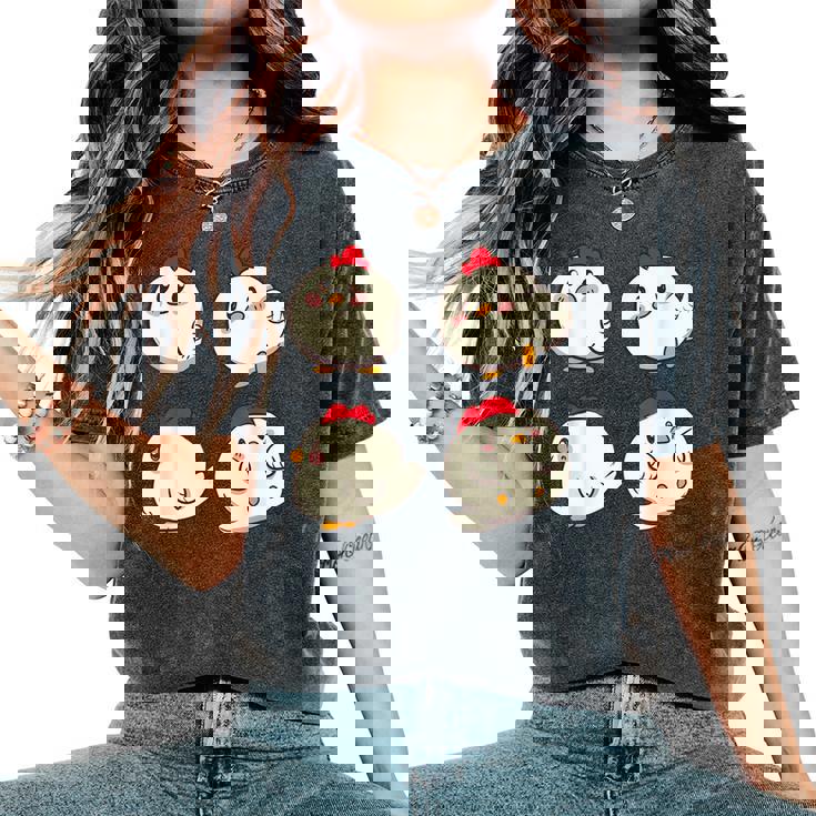 Chicken Chickens Cute Kawaii Anime Kawaii Japan レディースオーバーサイズコンフォートTシャツ