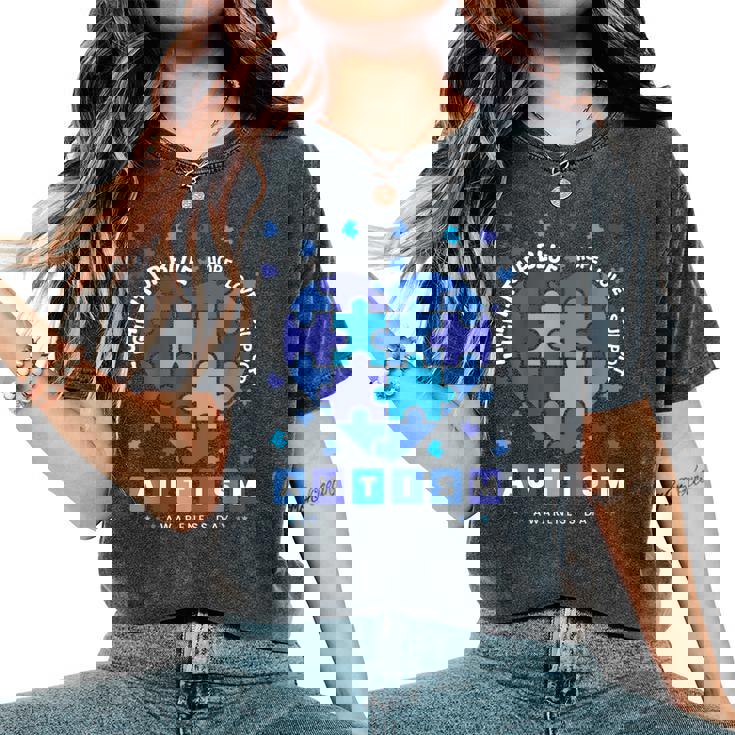 Light It Up ブルー 自閉症啓発 男性 女性 キッズ レディースオーバーサイズコンフォートTシャツ