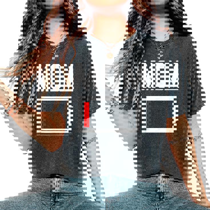 Mom Battery Low Mother Family Mama Mommy Mom レディースオーバーサイズコンフォートTシャツ