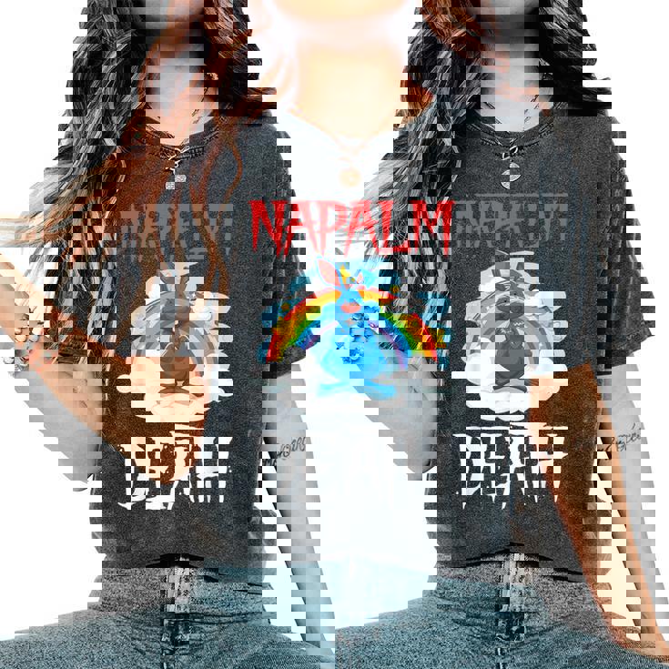 Napalm Death Rainbow Bunny ピンク ナパーム デスラビット レディースオーバーサイズコンフォートTシャツ