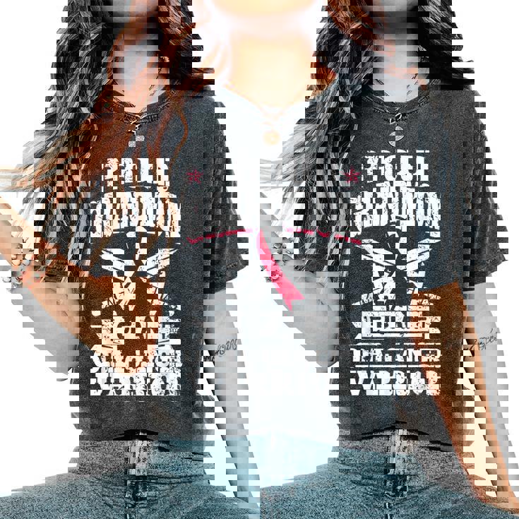 Oral Cancer Warrior Awareness リボン Proud Grandmom Of An Oral Cancer Warrior レディースオーバーサイズコンフォートTシャツ