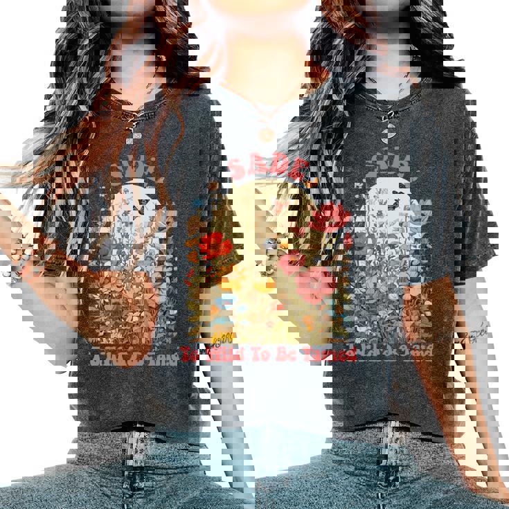 Sade 名前 かわいい レトロ 女の子 ワイルドフラワーade 名前 長袖tシャツ レディースオーバーサイズコンフォートTシャツ