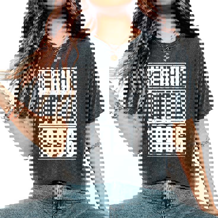 Straight Outta 1996 Womenintage 1996 Birth Of Birthday 長袖tシャツ レディースオーバーサイズコンフォートTシャツ