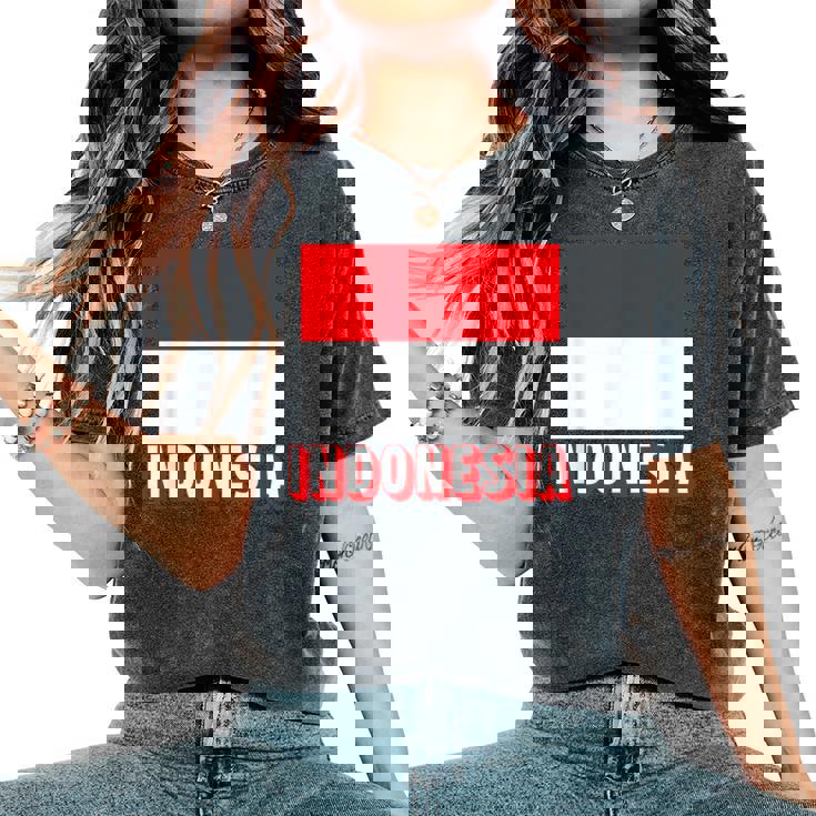 インドネシア国旗 アンティーク調 ナショナル インドネシア 男性 女性 キッズ レディースオーバーサイズコンフォートTシャツ