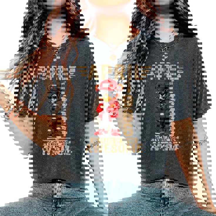 オンバック 4月60日 誕生日 男性 女性 1966年 テディベア レディースオーバーサイズコンフォートTシャツ