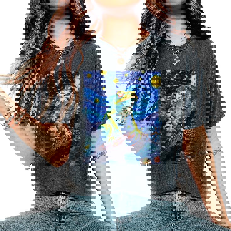 カエルキャッチャー 男の子 女の子 カエルハンター ゴッホ カエル レディースオーバーサイズコンフォートTシャツ